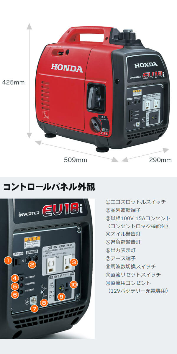 HONDA（ホンダ） インバーター発電機 1．8kVA EU18i T