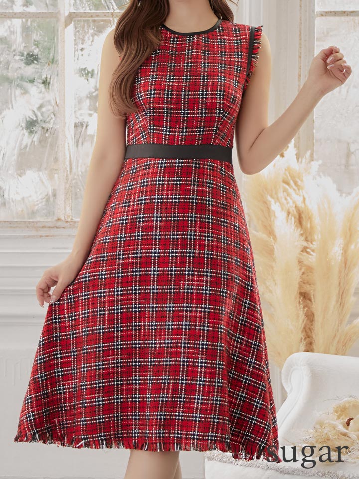 GINZA COUTURE/銀座クチュール】 ツイード/ ノースリーブ/ Aライン