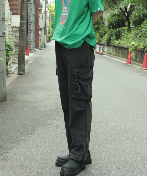 カーゴパンツ HOOK -select- ビッグポケ膝タックウォッシュコットン