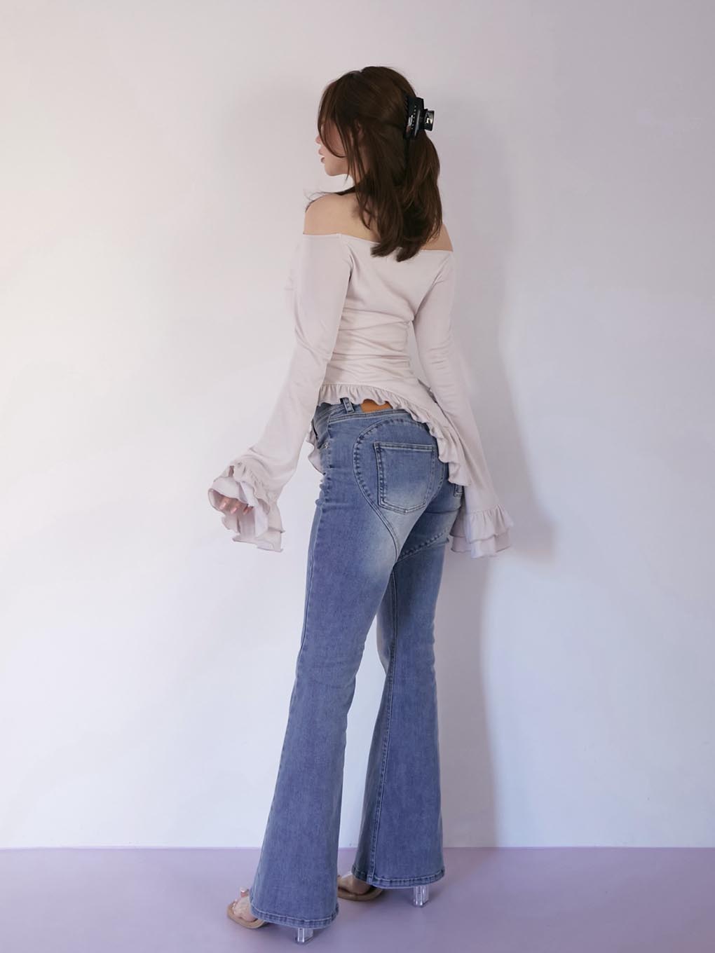 パンツ andmary Heart hip flare demim S ANDMARY】Heart hip flare denim