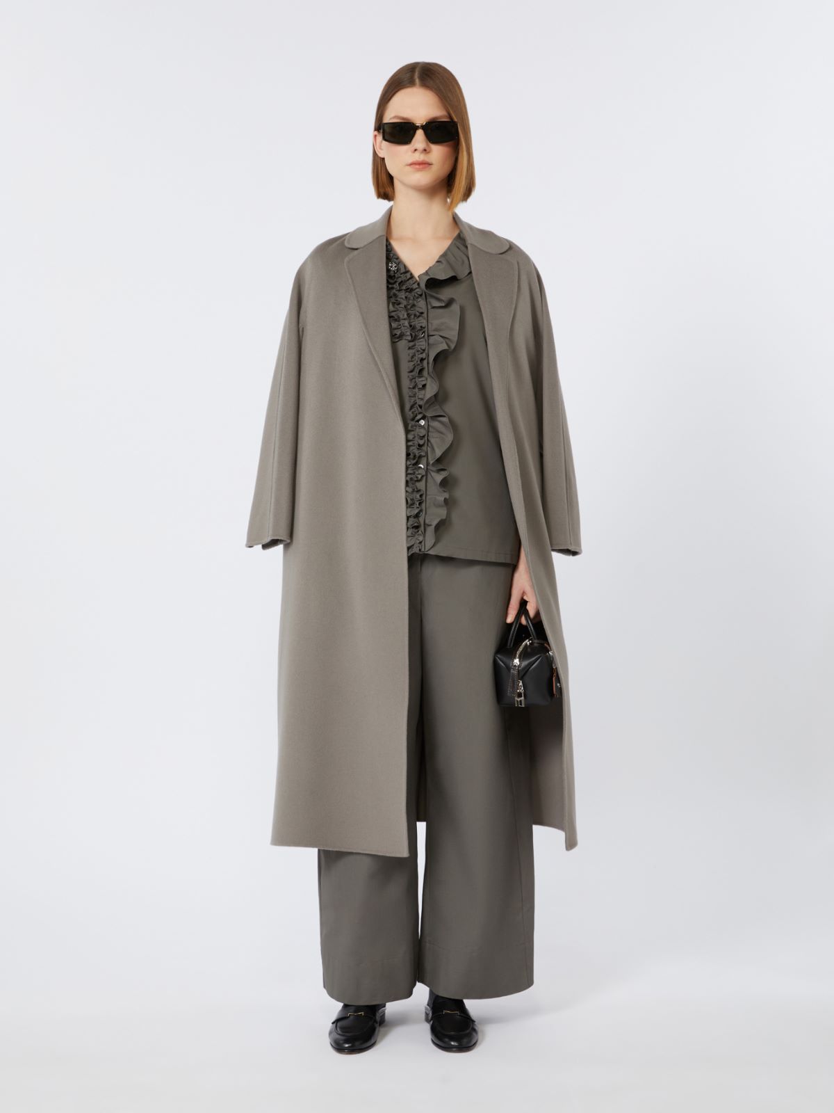 Wool broadcloth midi coat, medium grey | Max Mara
