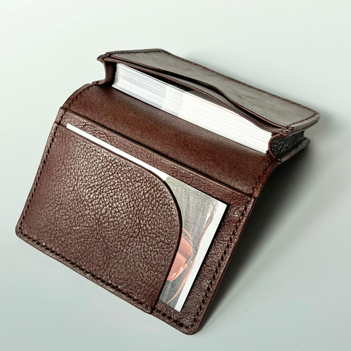 名刺入れ 名入れ可 本革 ブラウン シボ 茶色 レザー カードケース