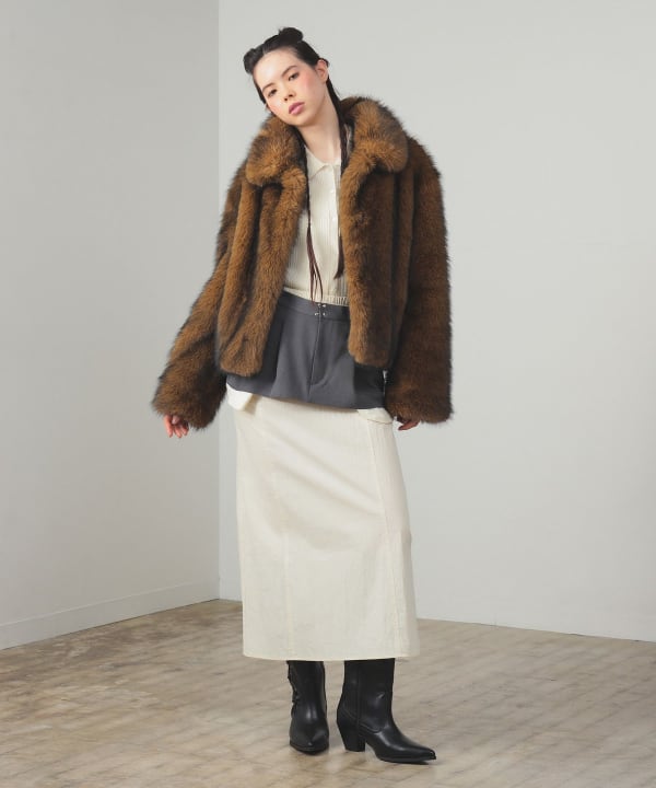 Ray BEAMS（レイ ビームス）フェイクファー ショート ブルゾン