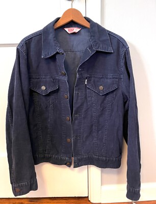 Vintage 60s /70s Levis Corduroy Trucker Jacket Blue Mens 40 Made
