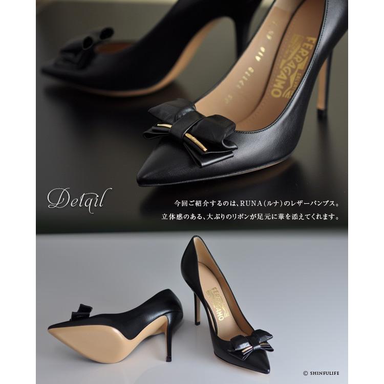 FERRAGAMO（フェラガモ） ポインテッド トゥ パンプス リボン ブラック