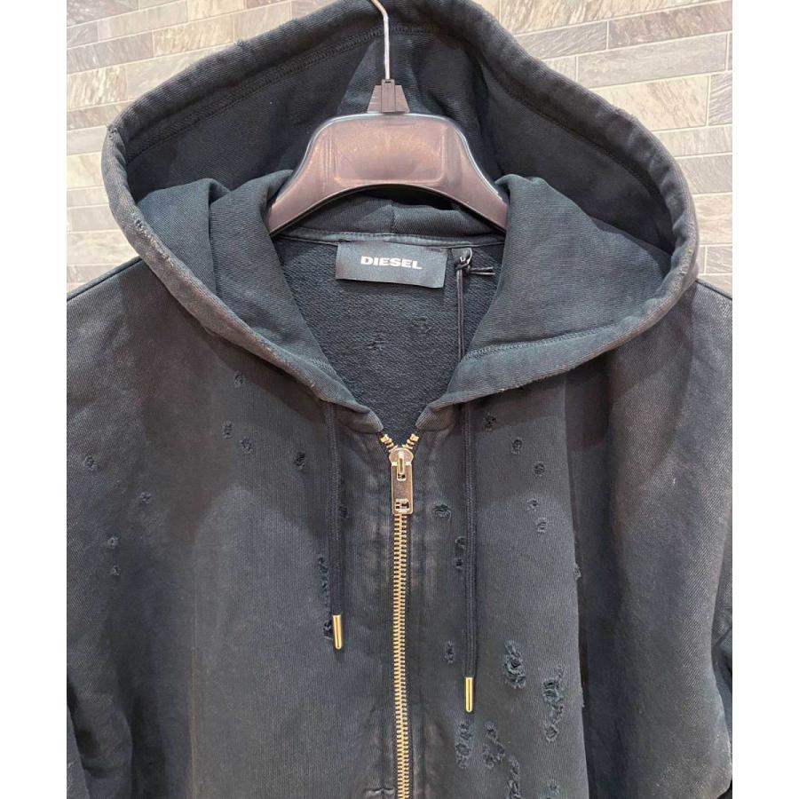 DIESEL（ディーゼル） ジップアップパーカー ダメージ加工 S-STAPP