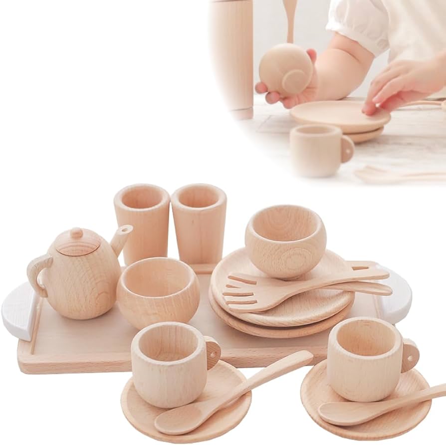 Amazon.co.jp: 木製おもちゃのだいわ ミニ食器セット (ホワイト) 木の