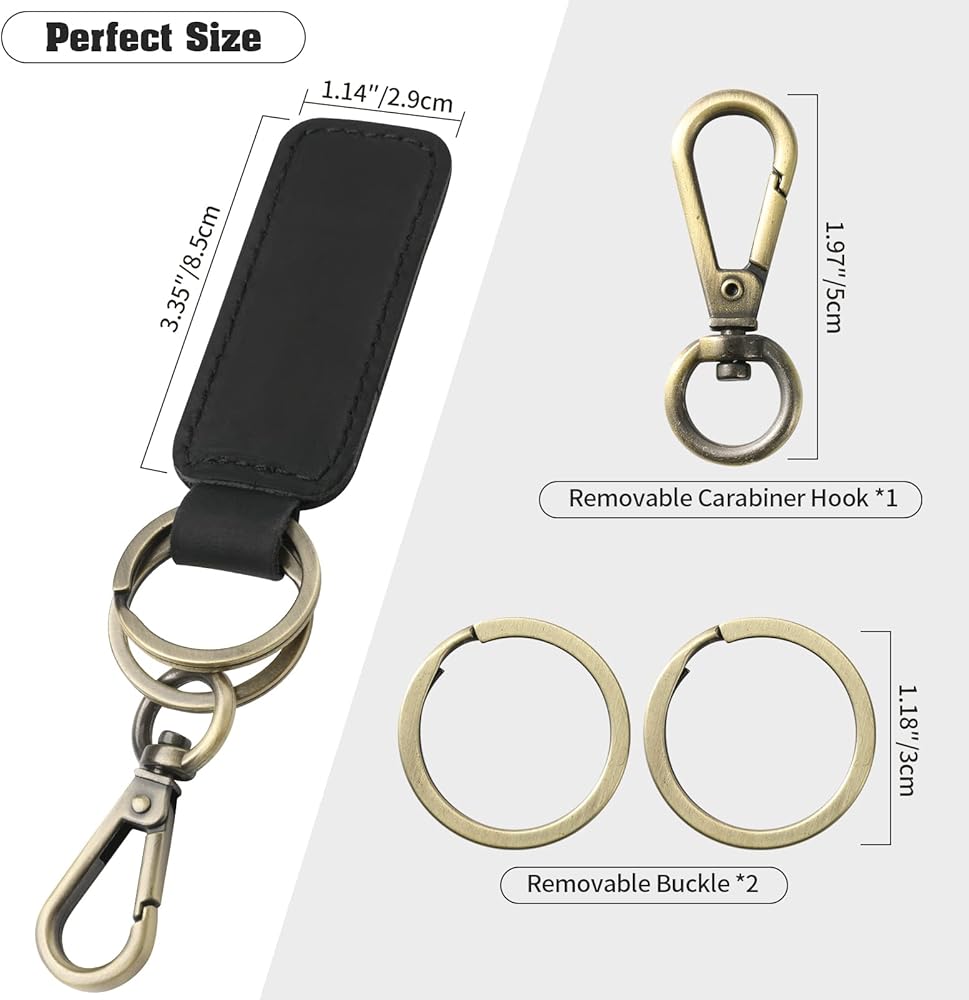 Jack&Chris Genuine Leather Car Keychain, Universal Key Fob