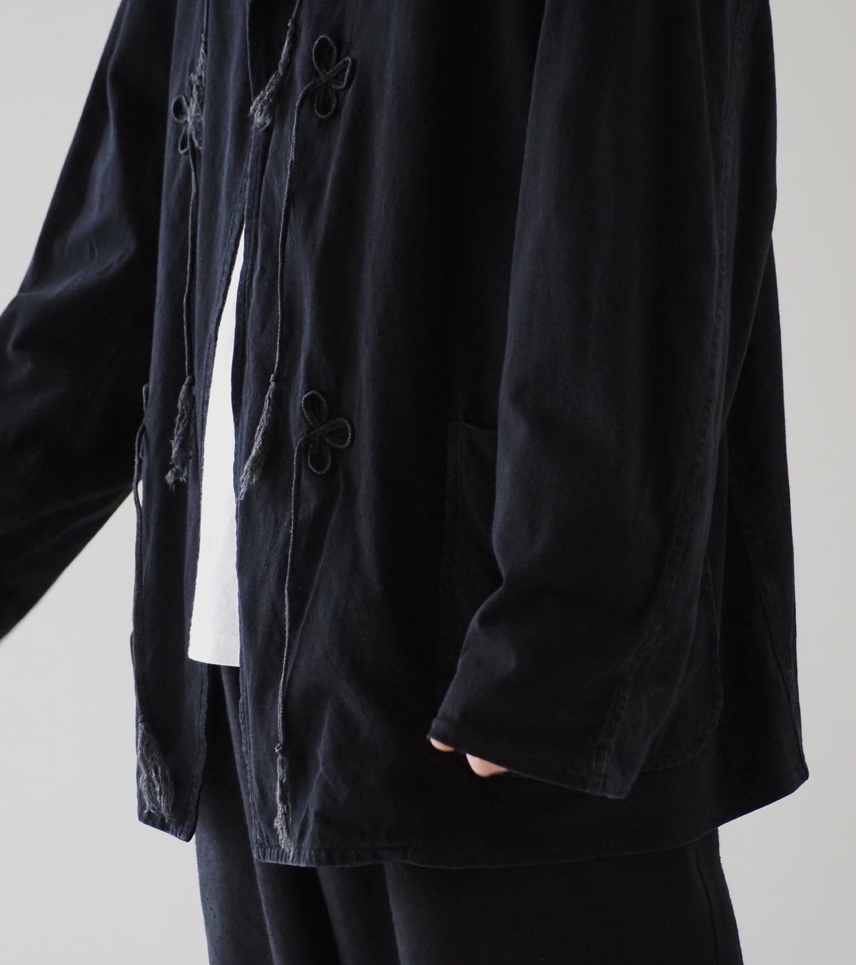 COMOLI コットン ジャージ スタンド カラージャケット , Black – Navyblue