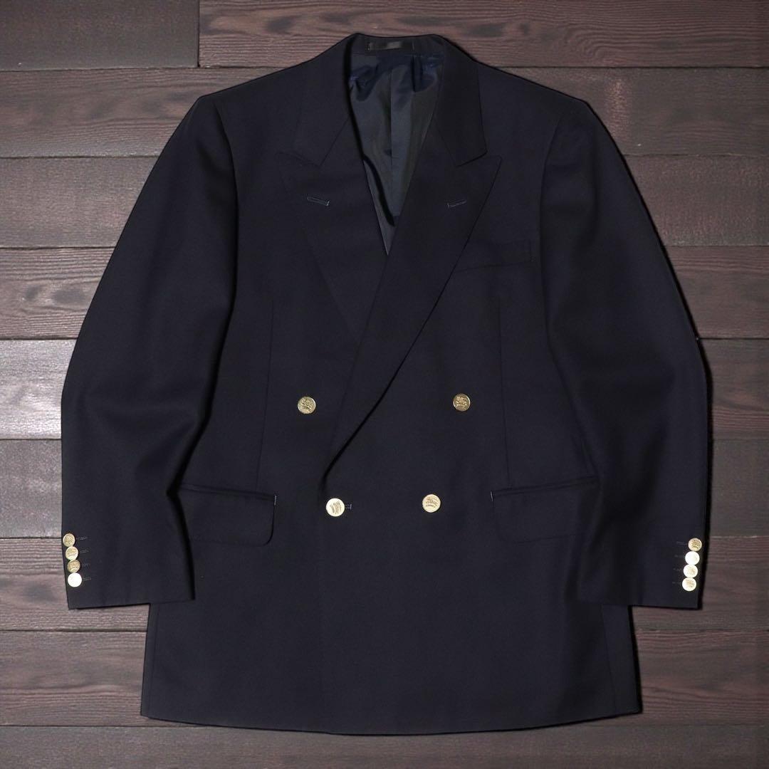 美品★BURBERRY★紺ブレ 金ボタン★ダブルブレザージャケット★ネイビー★M Burberrysバーバリー 紺ブレ ブレザー ダブルジャケット 金ボタン