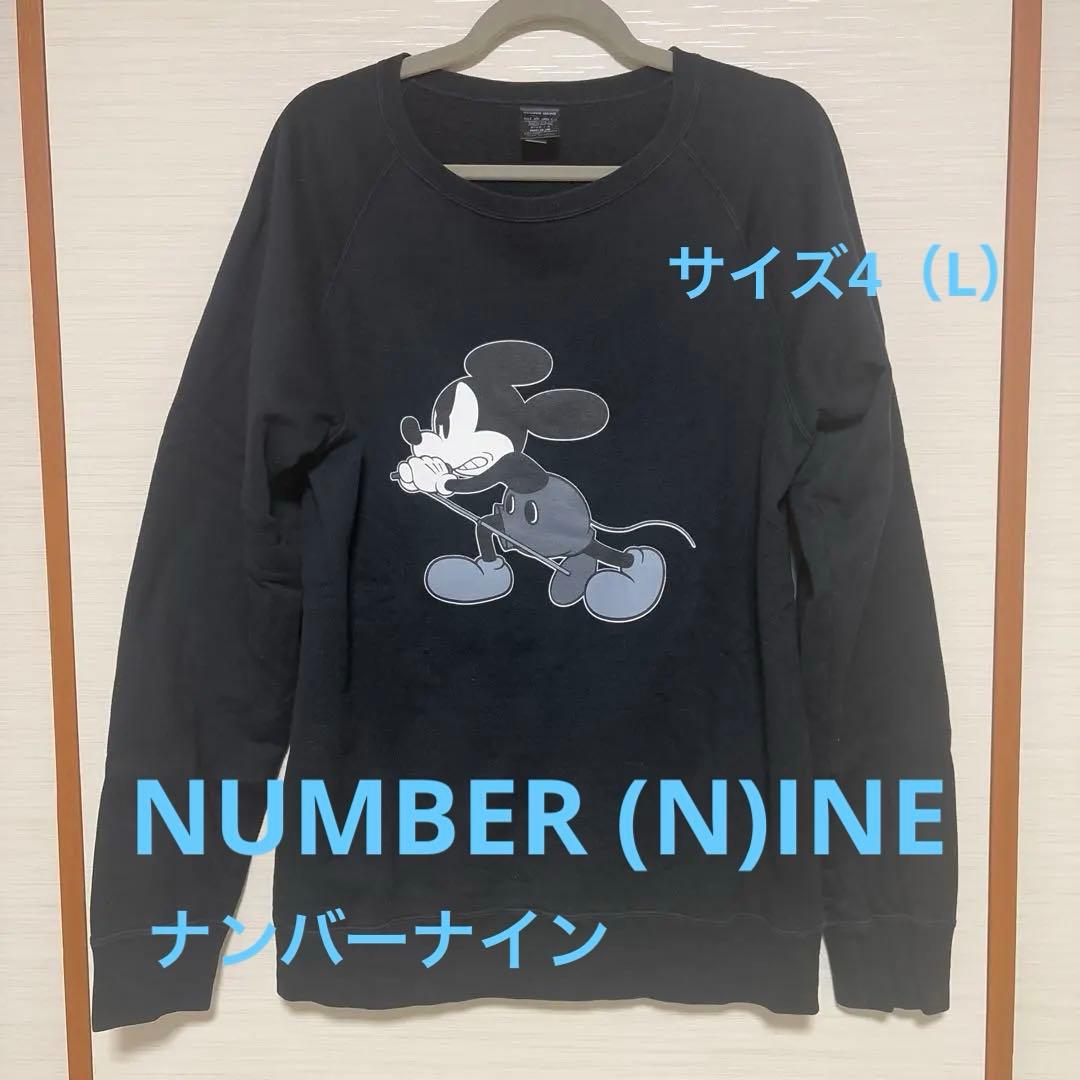 ナンバーナイン　ミッキーマウスプリント トレーナー　サイズ4（L） Supreme☆ナンバーナイン ミッキー ラグラン ロンT (Supreme/Tシャツ