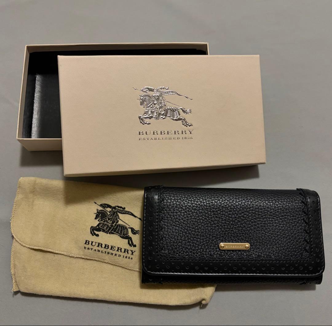 箱，保存袋付き！バーバリー 長財布 ブラック レザー BURBERRY バーバリー BURBERRY 財布 長財布 ラウンドファスナー長財布 小銭入れ