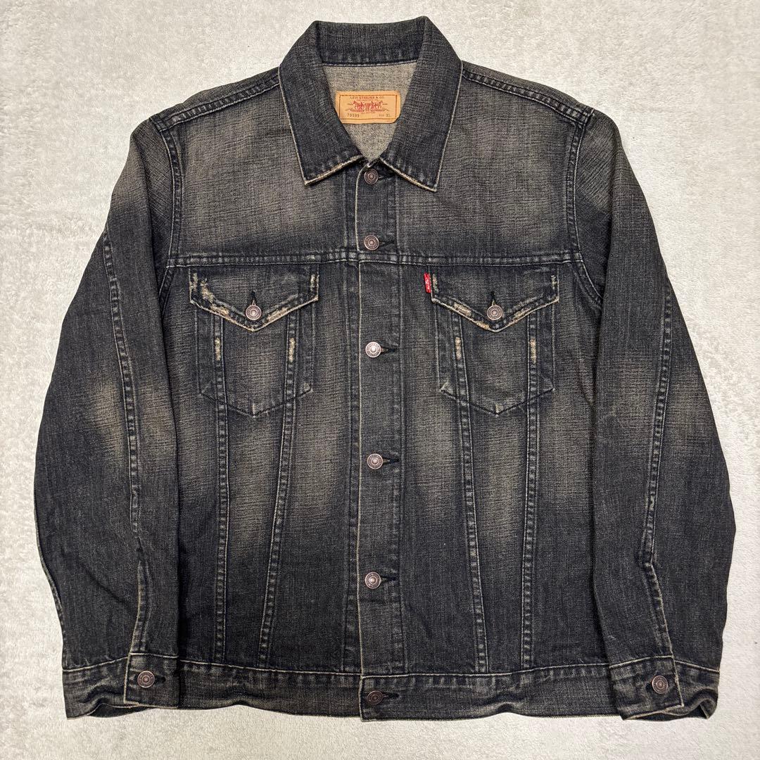 00s美品✨XL リーバイス 70599 先染めブラック デニムジャケット 美品 M Levi's 70507 USA 先染め ブラックデニムジャケット 黒 99年