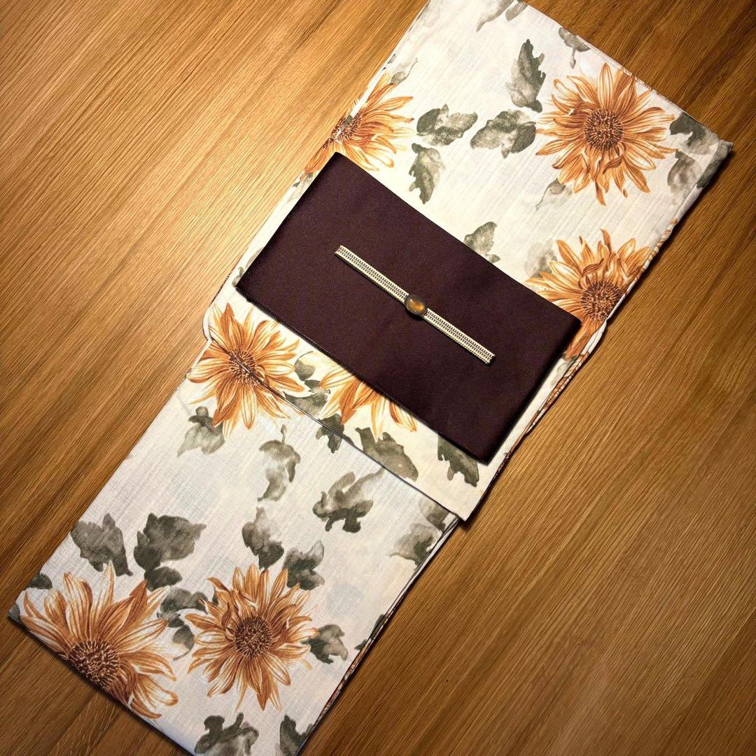 浴衣4点セット◆ひまわり浴衣✖️半幅帯✖️天然石帯留✖️真田紐 楽天市場】ひまわり 浴衣（浴衣セット｜和服）：レディース